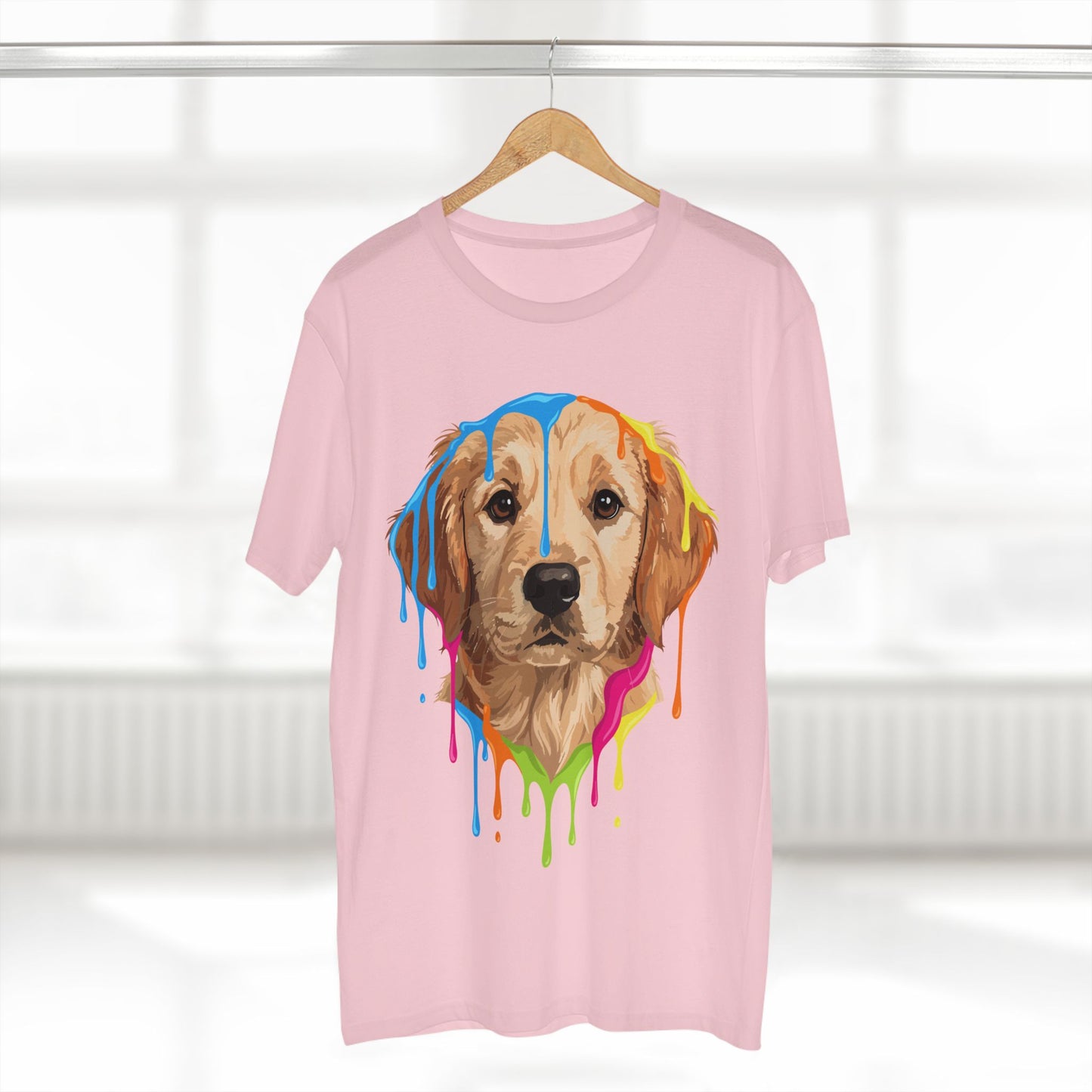 Golden Retriever Drip T-Shirt — Colorful Dripping Paint Dog Tee