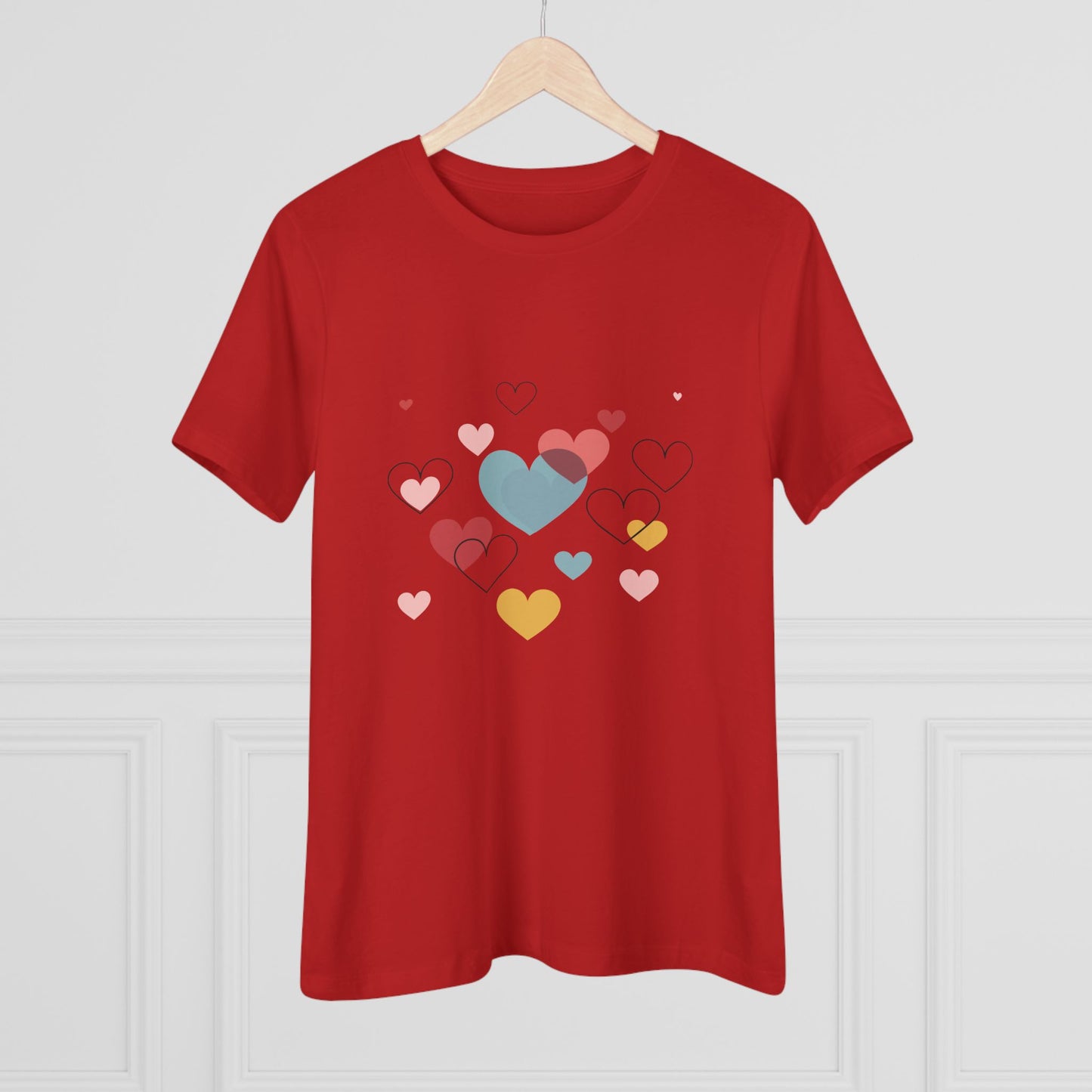 Heart Cluster Women's Tee — Cute Colorful Hearts Valentine's Top