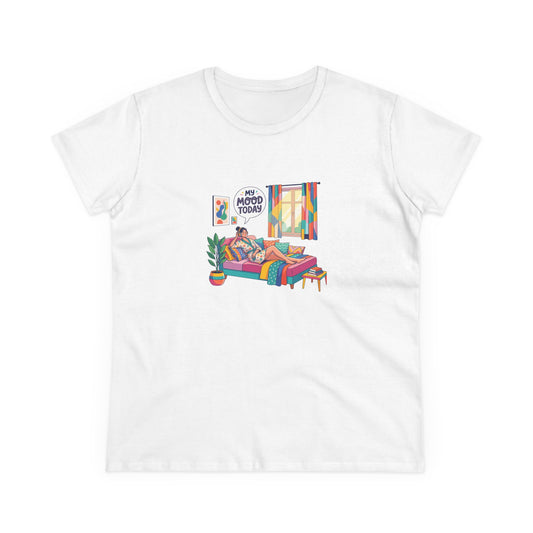 Women's Tee — "My Mood Today" Colorful Cozy Couch Illustration