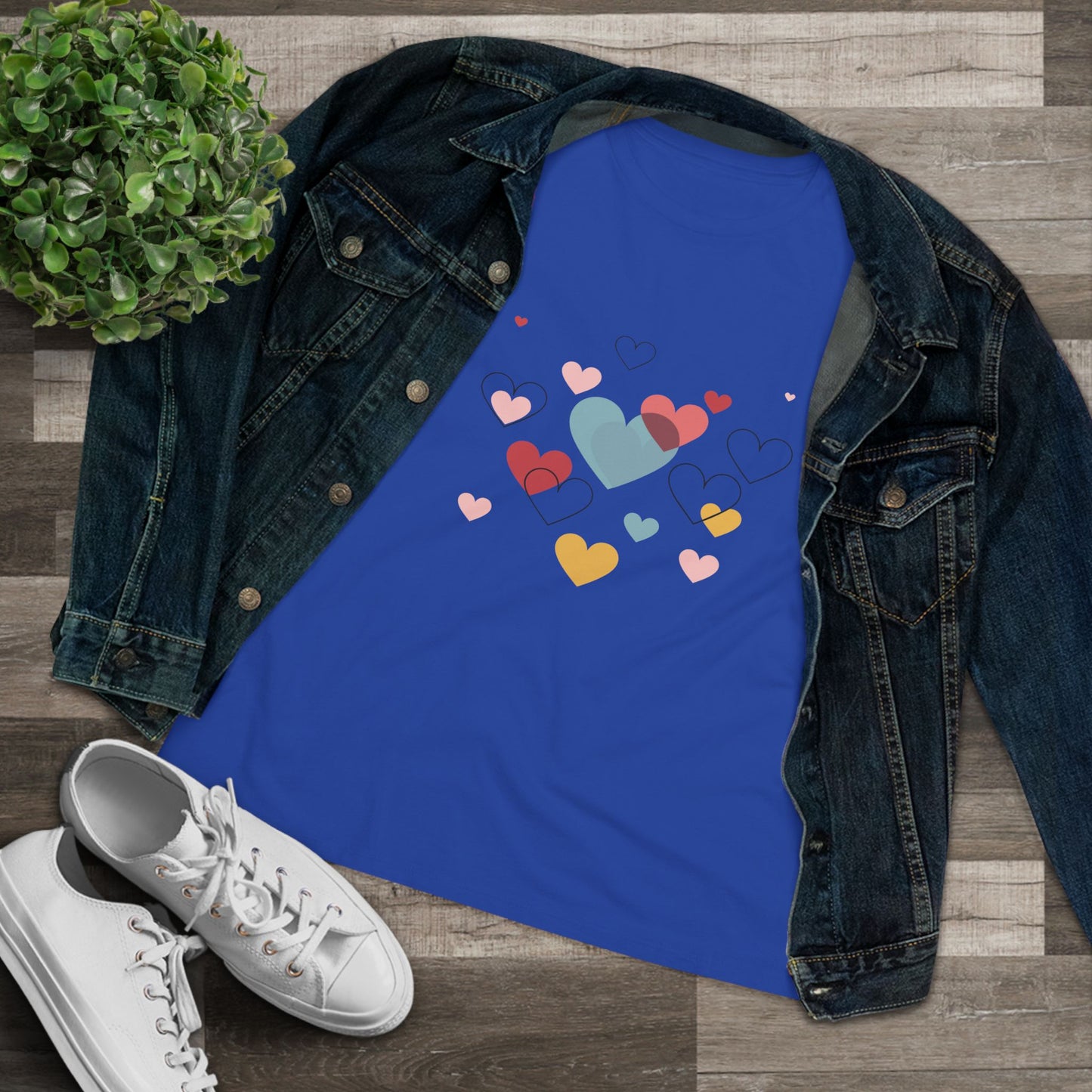 Heart Cluster Women's Tee — Cute Colorful Hearts Valentine's Top