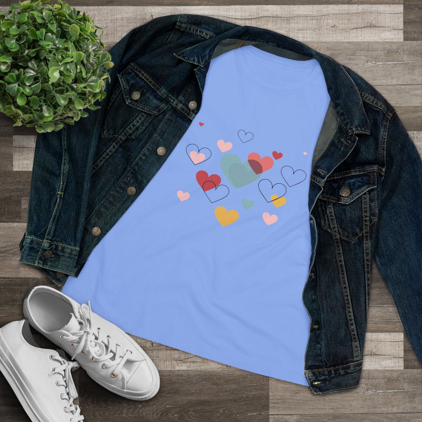 Heart Cluster Women's Tee — Cute Colorful Hearts Valentine's Top