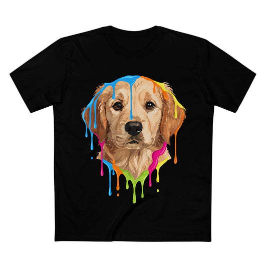 Golden Retriever Drip T-Shirt — Colorful Dripping Paint Dog Tee
