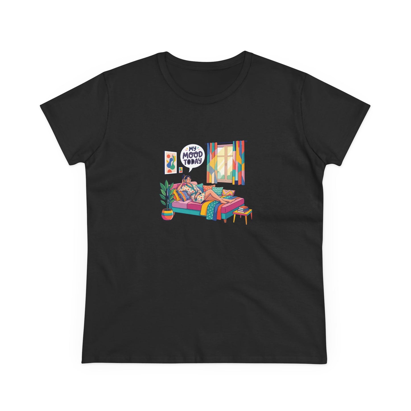Women's Tee — "My Mood Today" Colorful Cozy Couch Illustration
