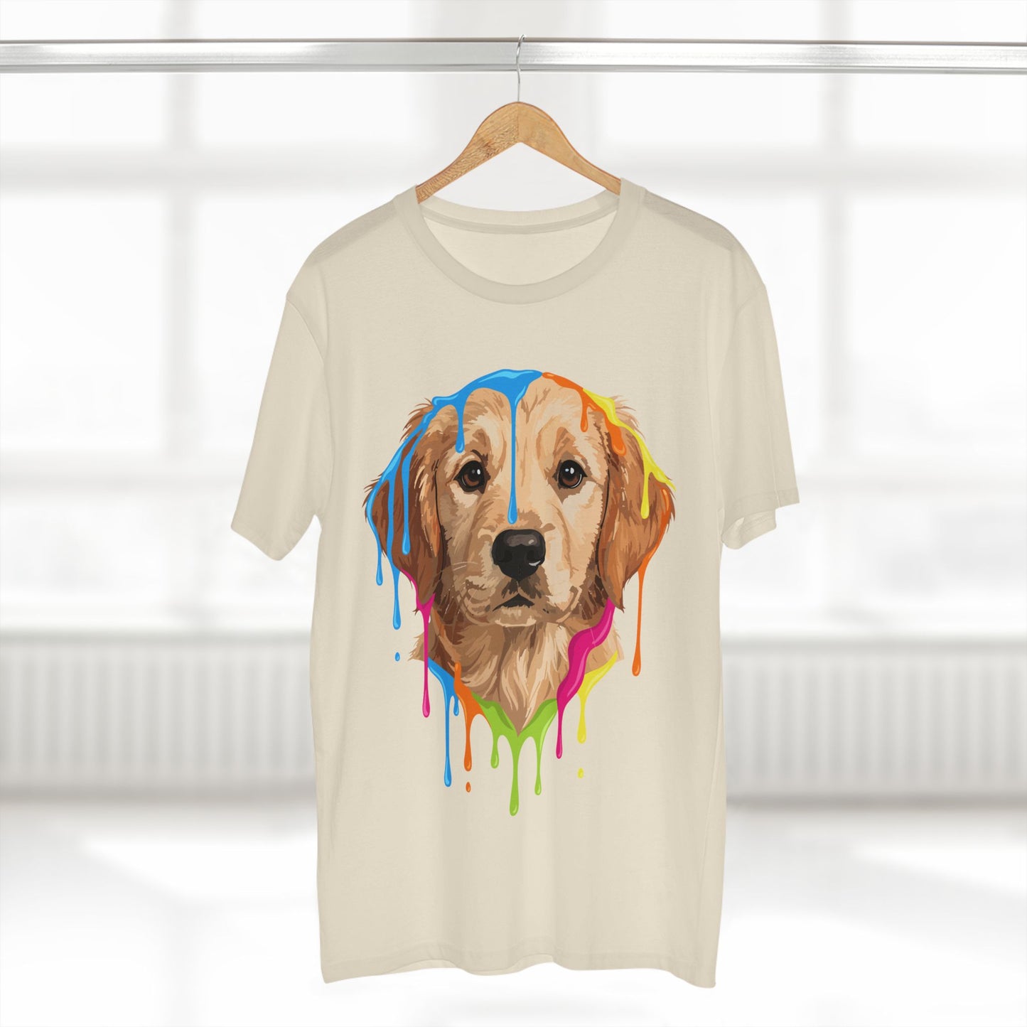 Golden Retriever Drip T-Shirt — Colorful Dripping Paint Dog Tee
