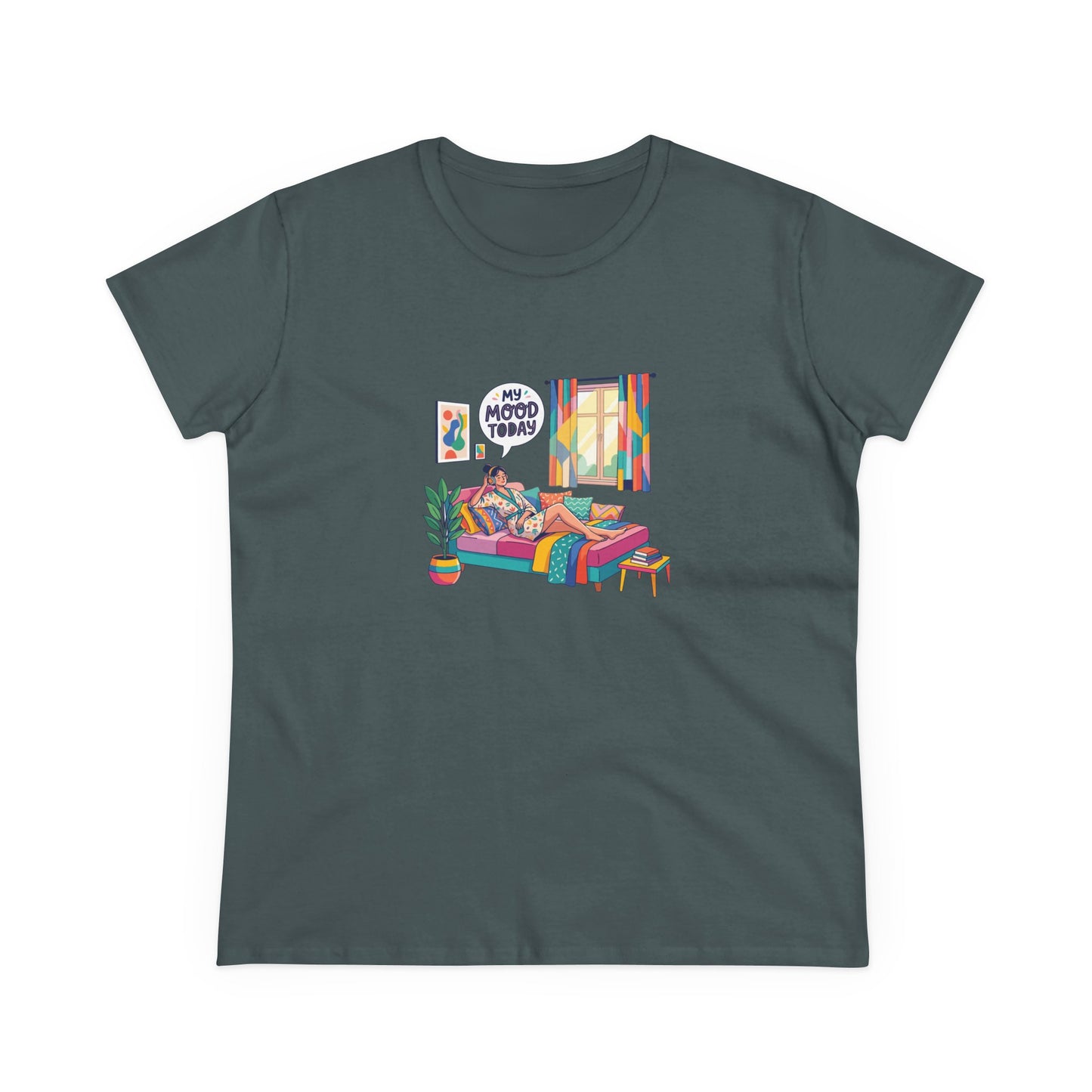 Women's Tee — "My Mood Today" Colorful Cozy Couch Illustration