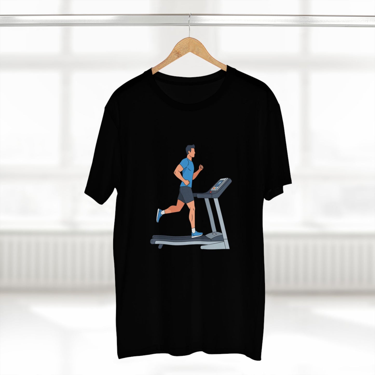 T-Shirt — Runner on Treadmill Graphic Tee for Fitness Enthusiasts