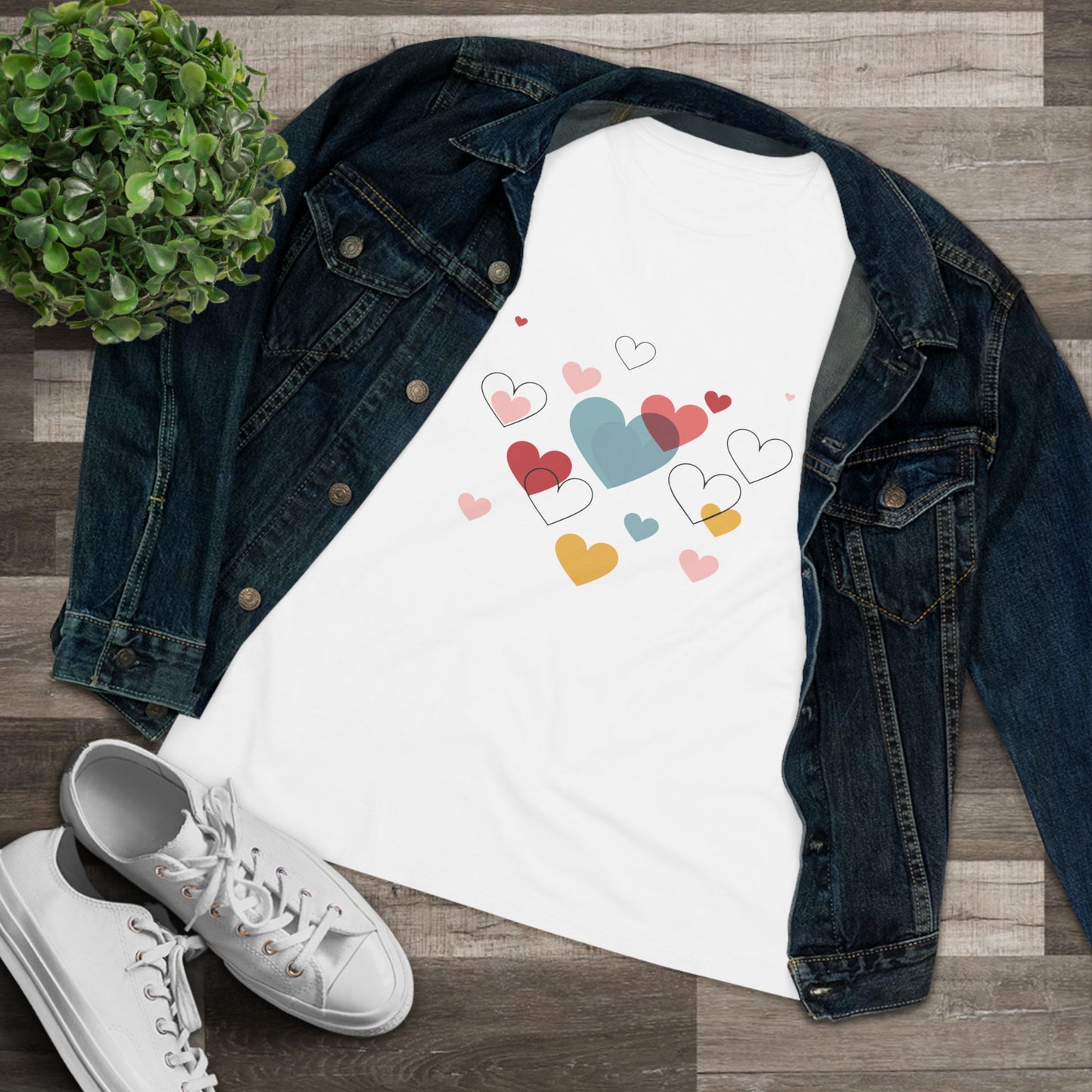 Heart Cluster Women's Tee — Cute Colorful Hearts Valentine's Top