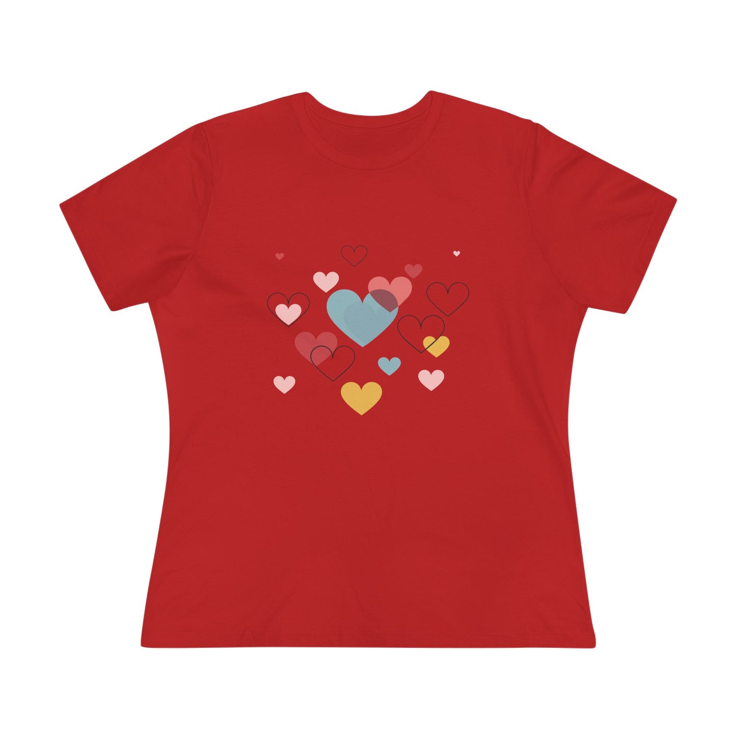 Heart Cluster Women's Tee — Cute Colorful Hearts Valentine's Top
