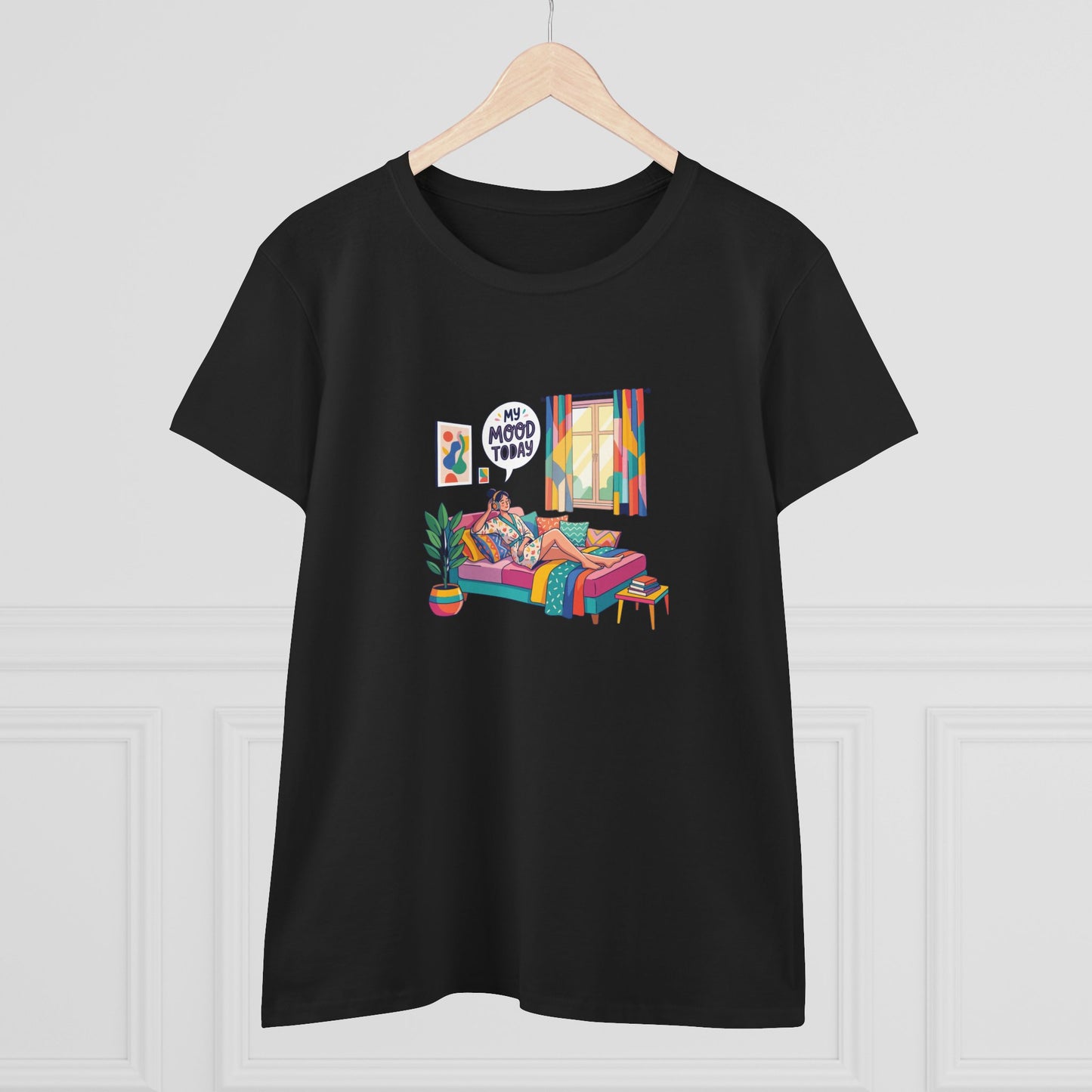 Women's Tee — "My Mood Today" Colorful Cozy Couch Illustration