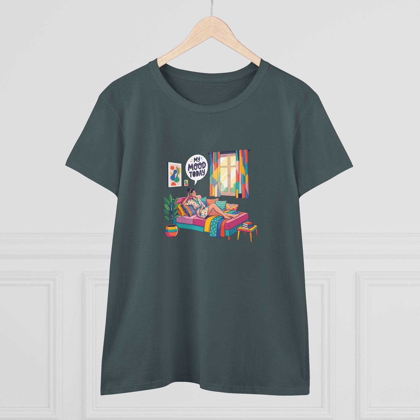 Women's Tee — "My Mood Today" Colorful Cozy Couch Illustration