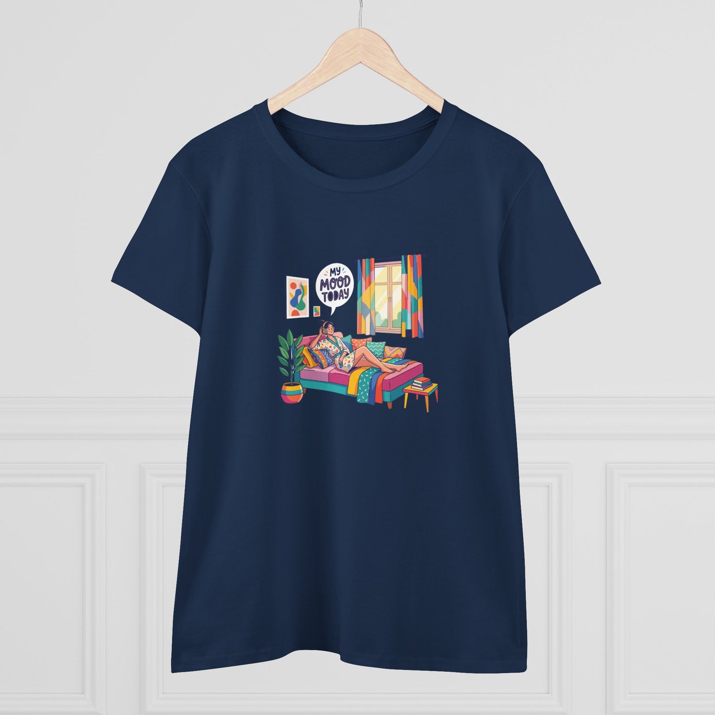 Women's Tee — "My Mood Today" Colorful Cozy Couch Illustration
