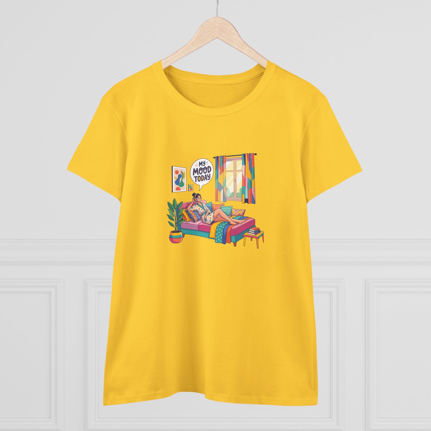Women's Tee — "My Mood Today" Colorful Cozy Couch Illustration