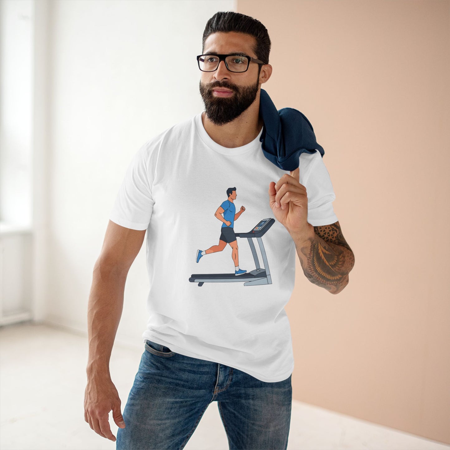 T-Shirt — Runner on Treadmill Graphic Tee for Fitness Enthusiasts