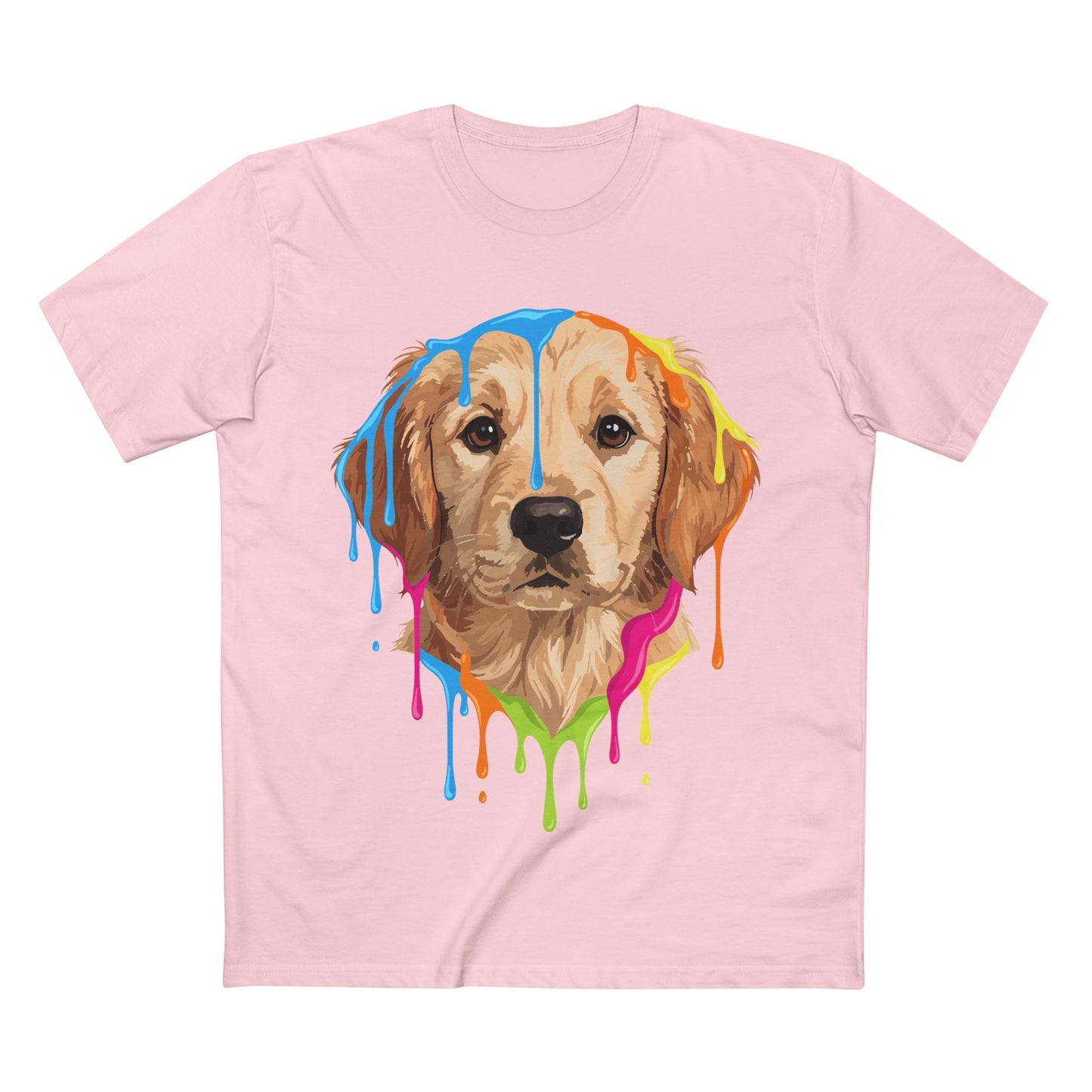 Golden Retriever Drip T-Shirt — Colorful Dripping Paint Dog Tee