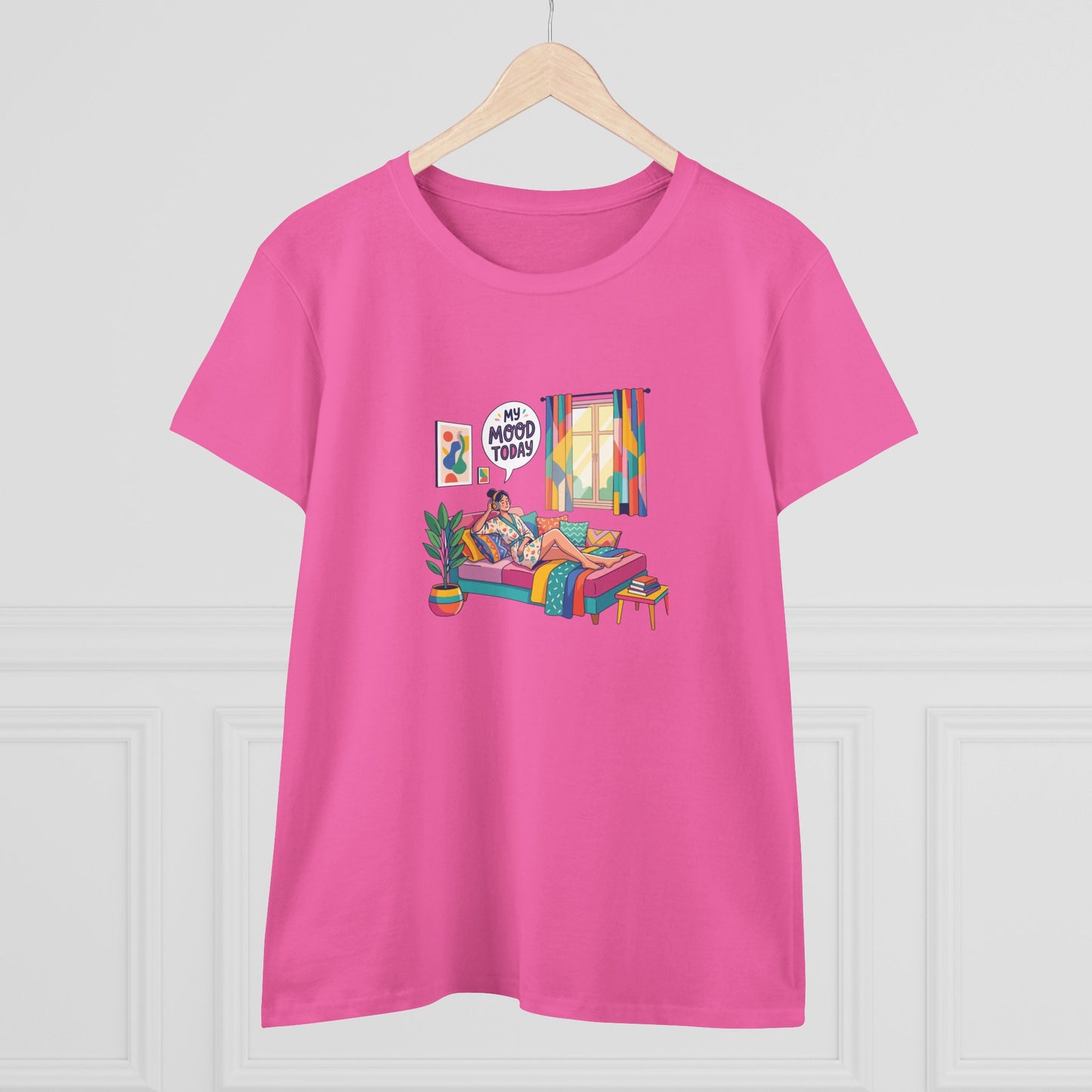 Women's Tee — "My Mood Today" Colorful Cozy Couch Illustration