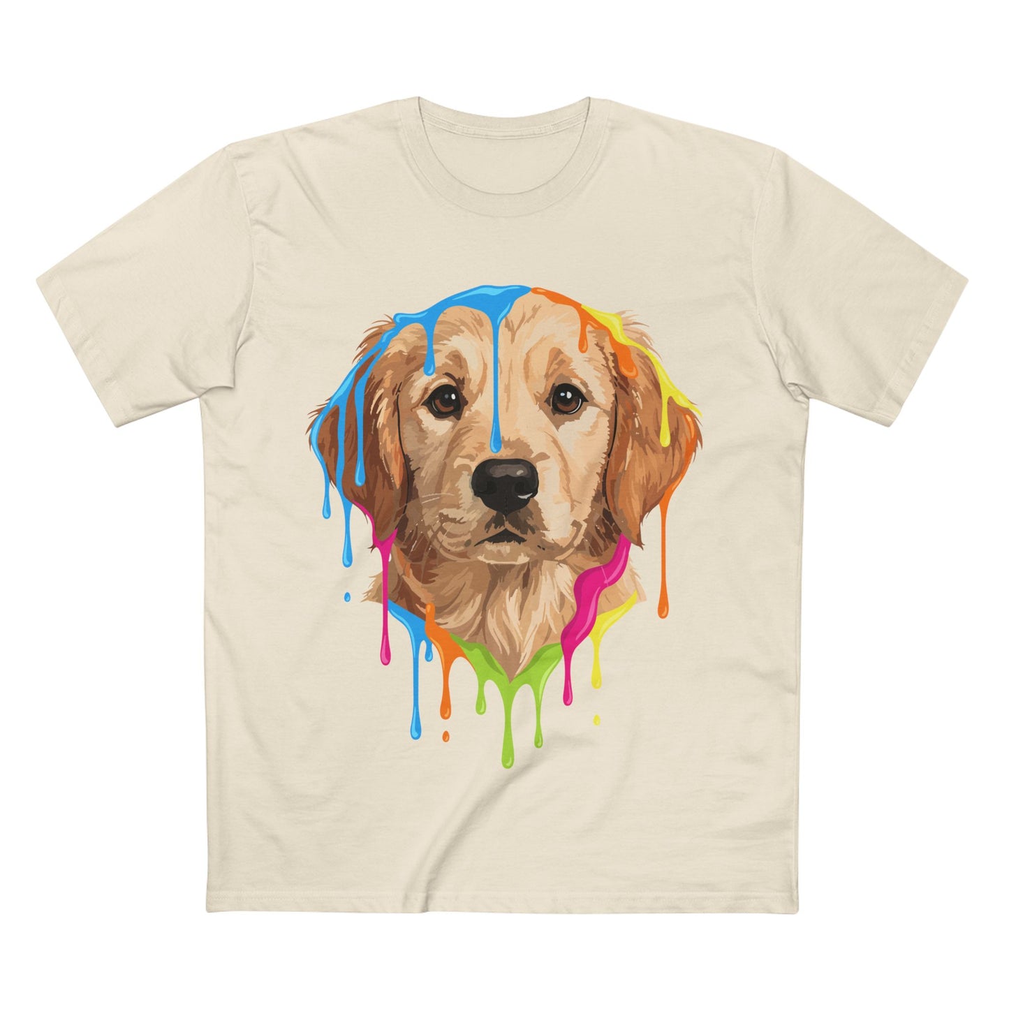 Golden Retriever Drip T-Shirt — Colorful Dripping Paint Dog Tee