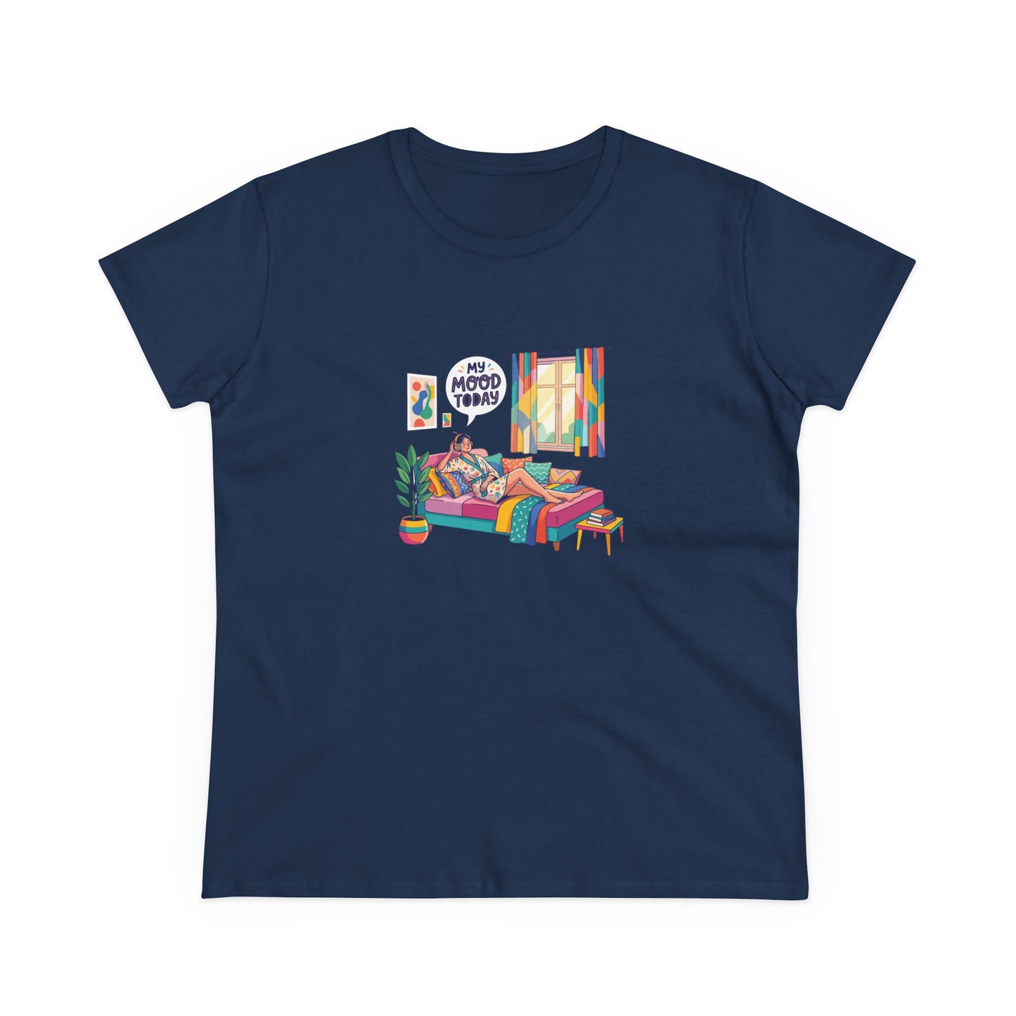 Women's Tee — "My Mood Today" Colorful Cozy Couch Illustration