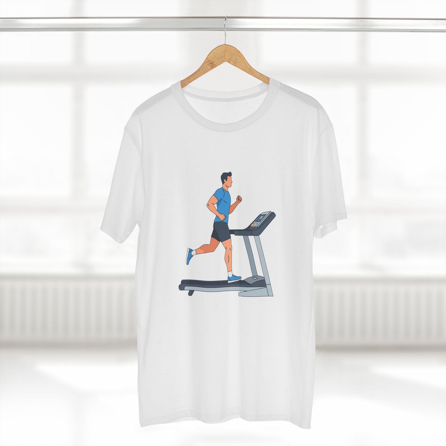 T-Shirt — Runner on Treadmill Graphic Tee for Fitness Enthusiasts