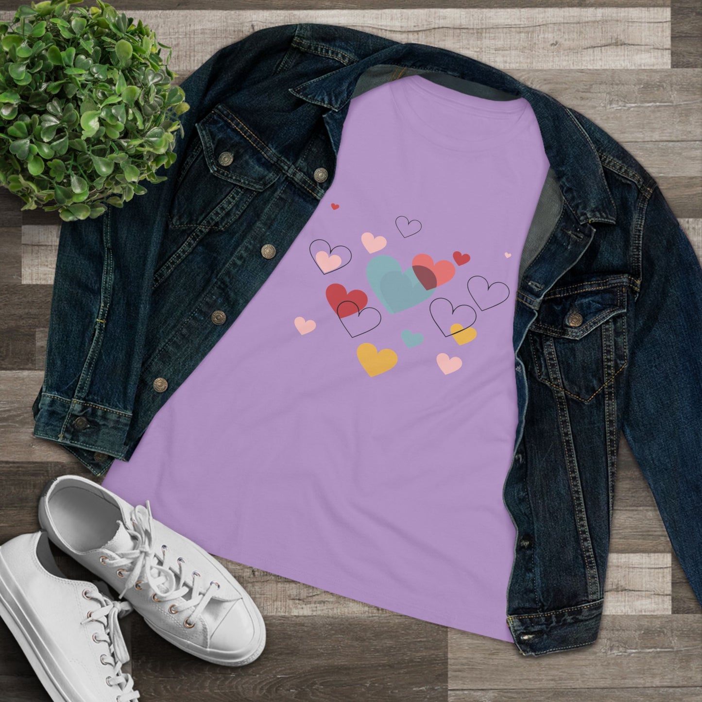 Heart Cluster Women's Tee — Cute Colorful Hearts Valentine's Top