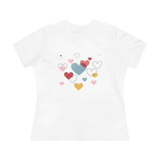 Heart Cluster Women's Tee — Cute Colorful Hearts Valentine's Top
