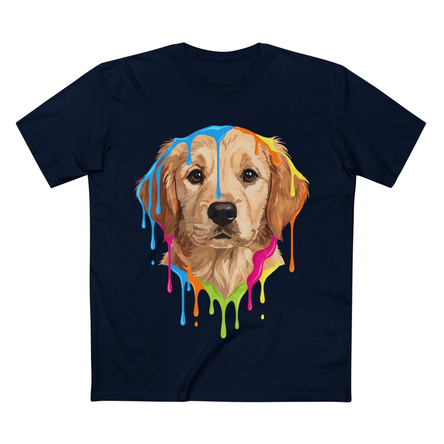 Golden Retriever Drip T-Shirt — Colorful Dripping Paint Dog Tee