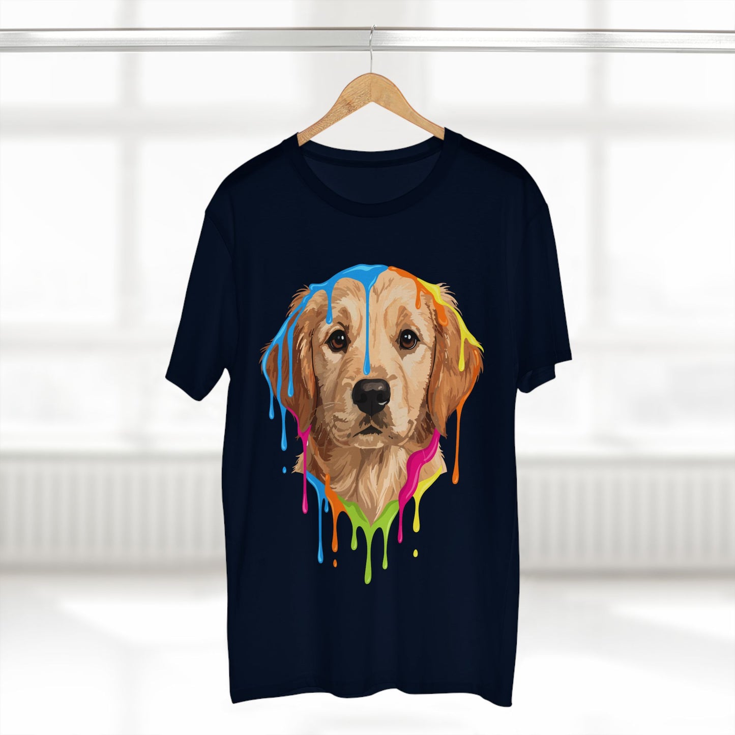Golden Retriever Drip T-Shirt — Colorful Dripping Paint Dog Tee