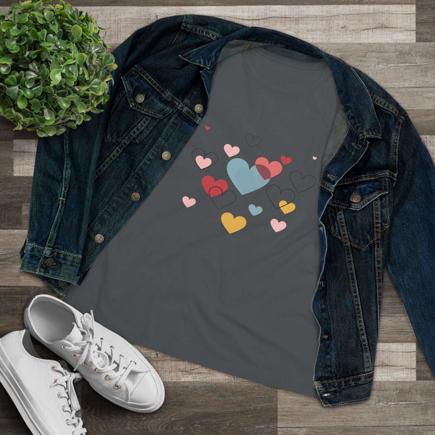 Heart Cluster Women's Tee — Cute Colorful Hearts Valentine's Top