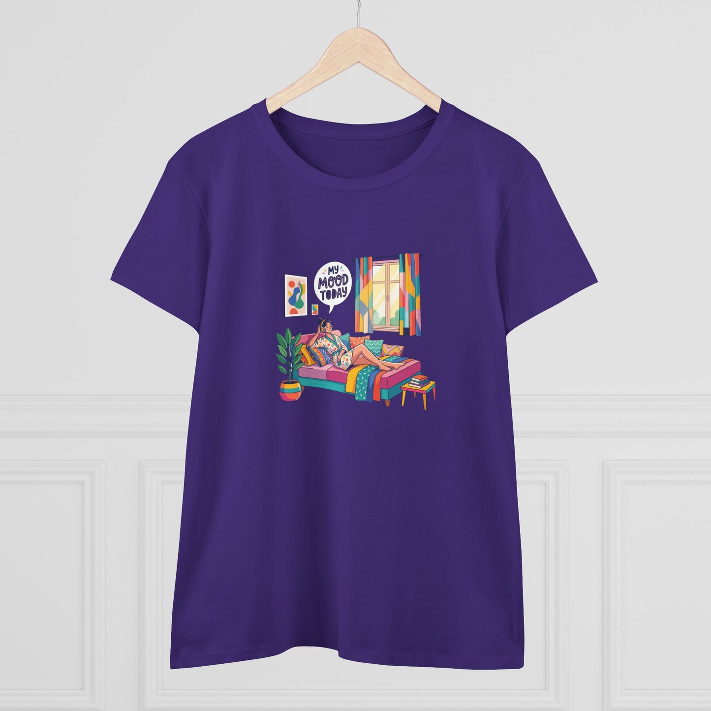 Women's Tee — "My Mood Today" Colorful Cozy Couch Illustration