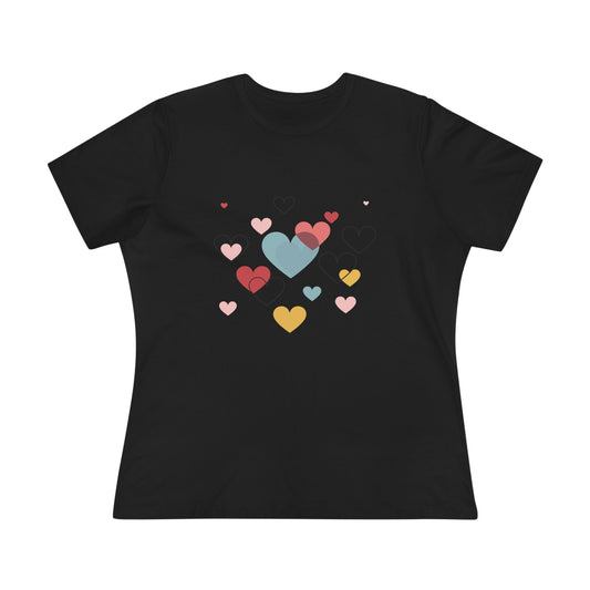 Heart Cluster Women's Tee — Cute Colorful Hearts Valentine's Top