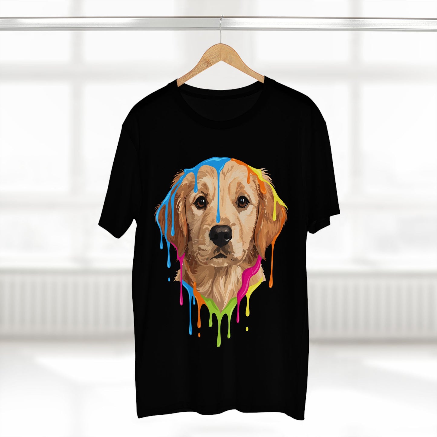 Golden Retriever Drip T-Shirt — Colorful Dripping Paint Dog Tee