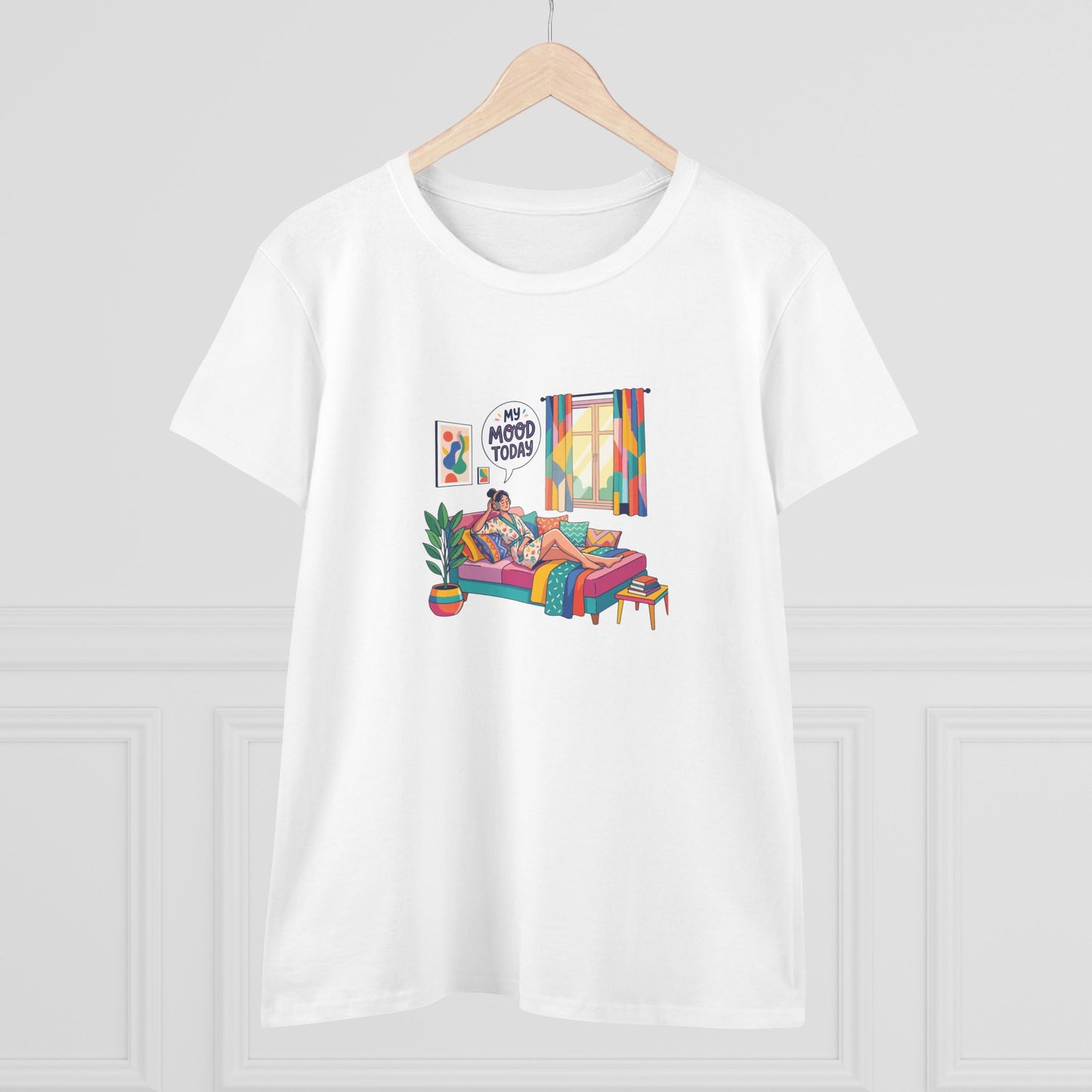 Women's Tee — "My Mood Today" Colorful Cozy Couch Illustration
