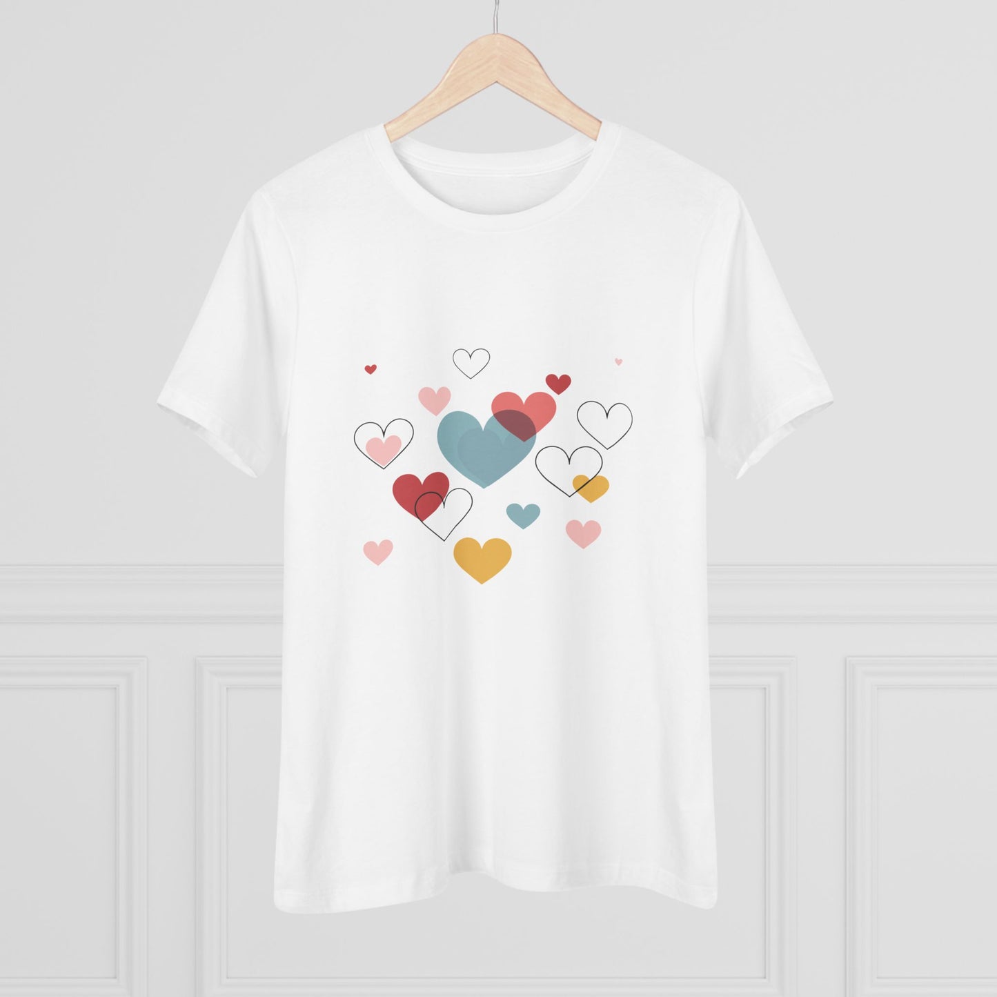 Heart Cluster Women's Tee — Cute Colorful Hearts Valentine's Top