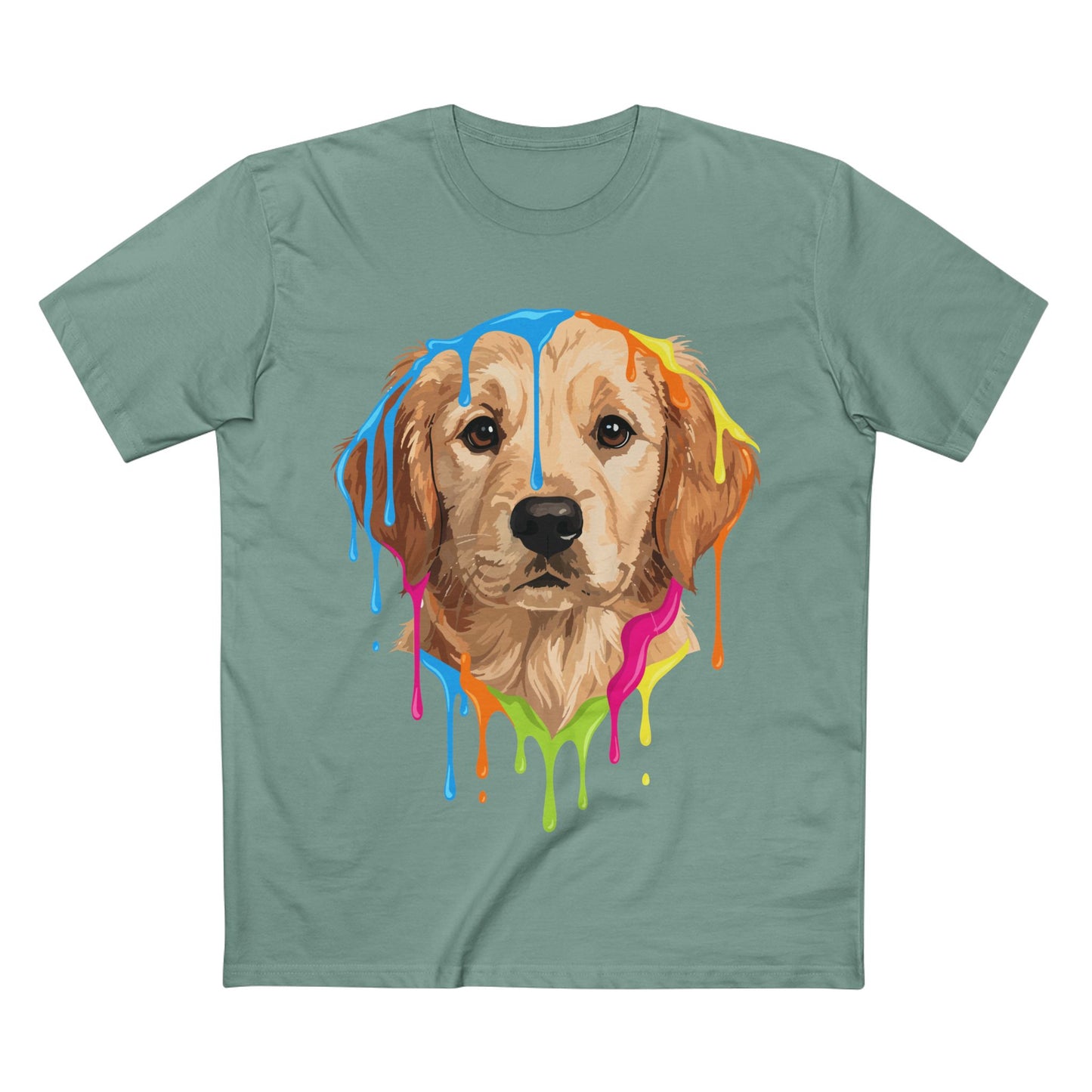 Golden Retriever Drip T-Shirt — Colorful Dripping Paint Dog Tee