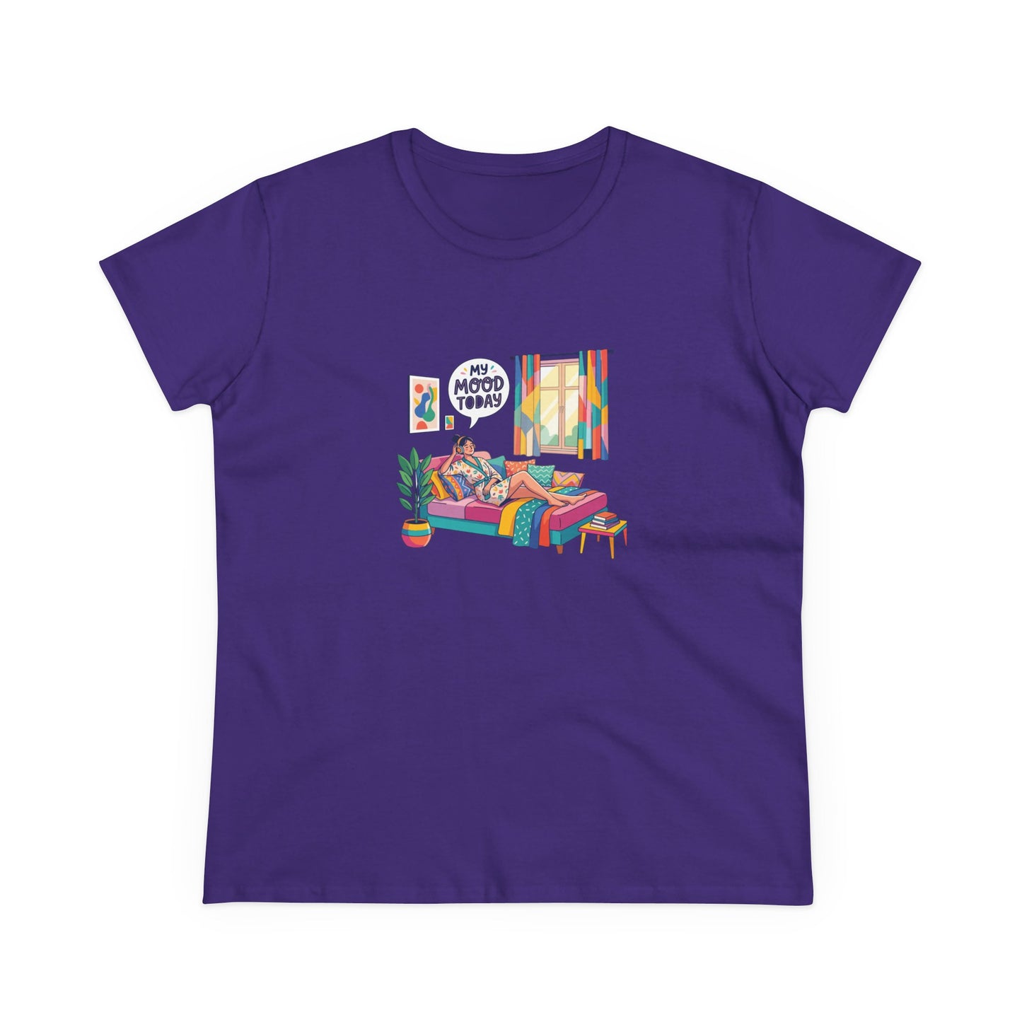 Women's Tee — "My Mood Today" Colorful Cozy Couch Illustration