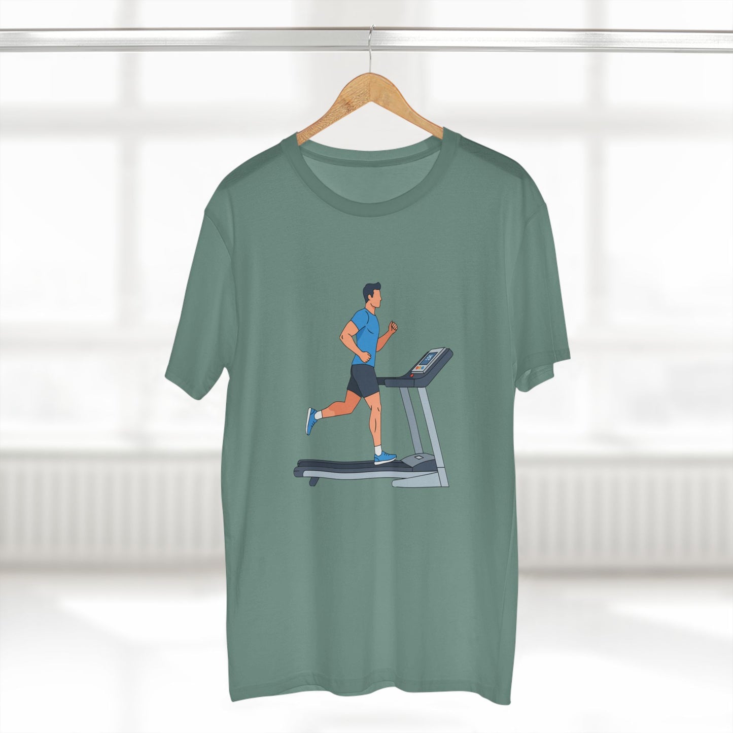 T-Shirt — Runner on Treadmill Graphic Tee for Fitness Enthusiasts