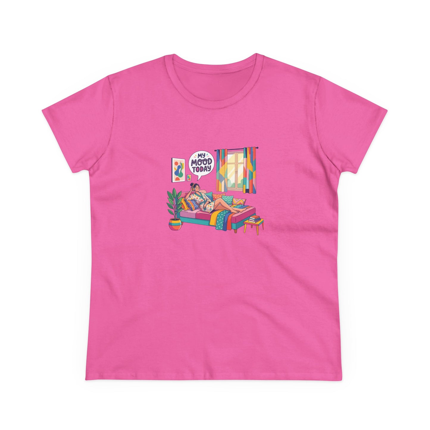 Women's Tee — "My Mood Today" Colorful Cozy Couch Illustration