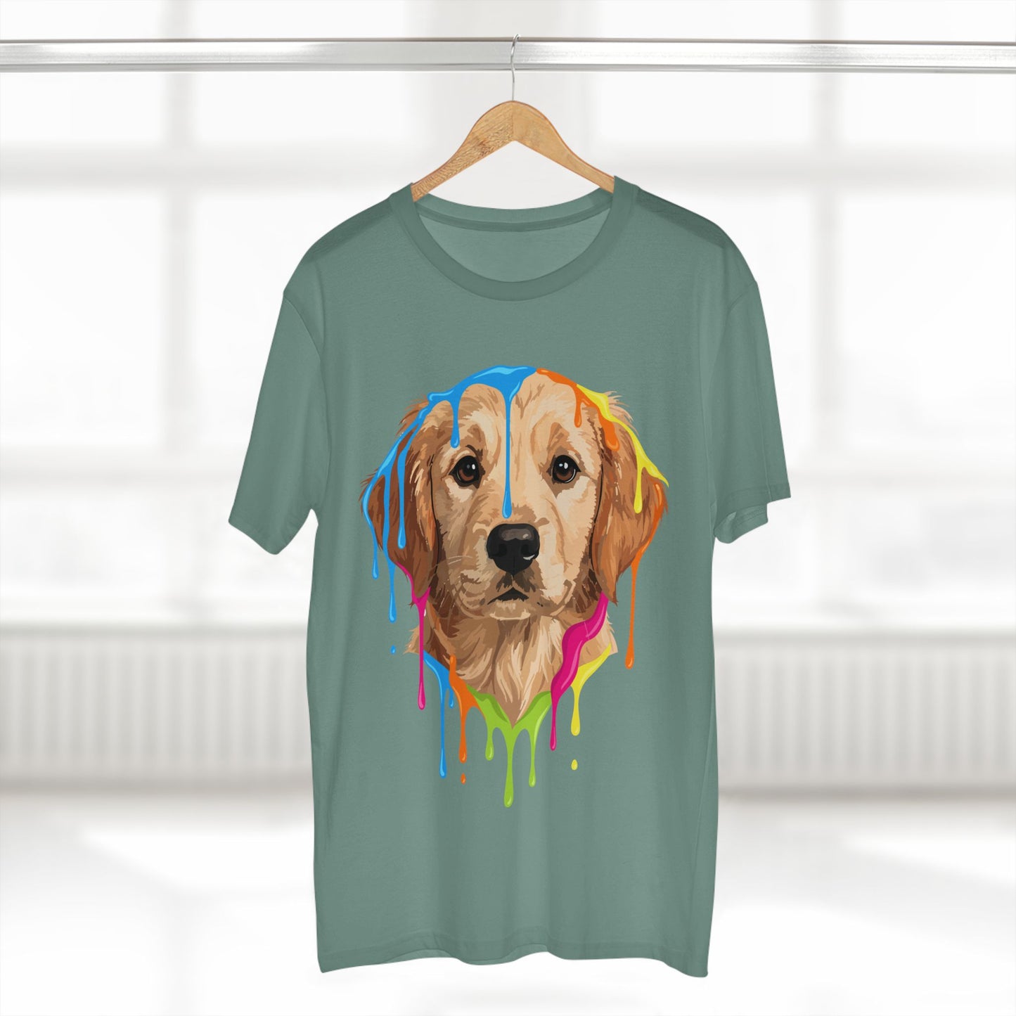 Golden Retriever Drip T-Shirt — Colorful Dripping Paint Dog Tee