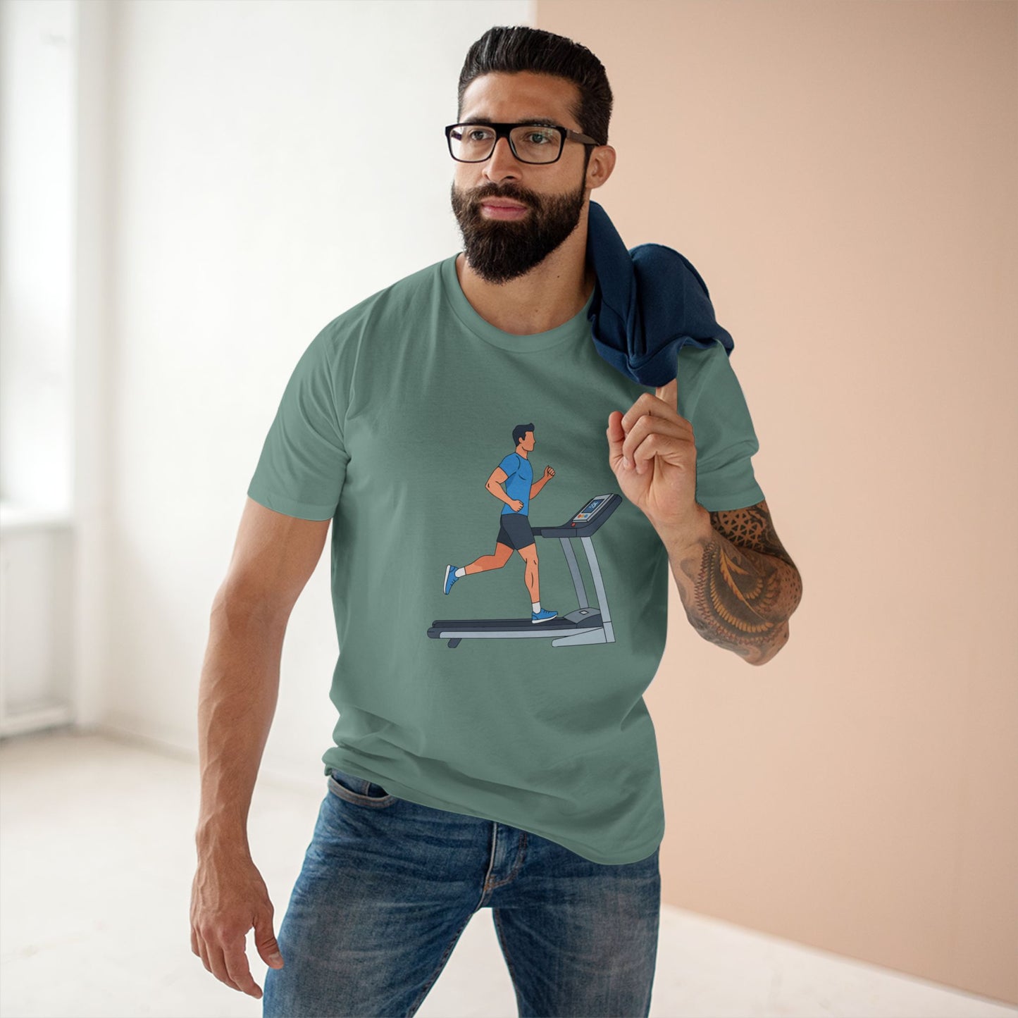 T-Shirt — Runner on Treadmill Graphic Tee for Fitness Enthusiasts