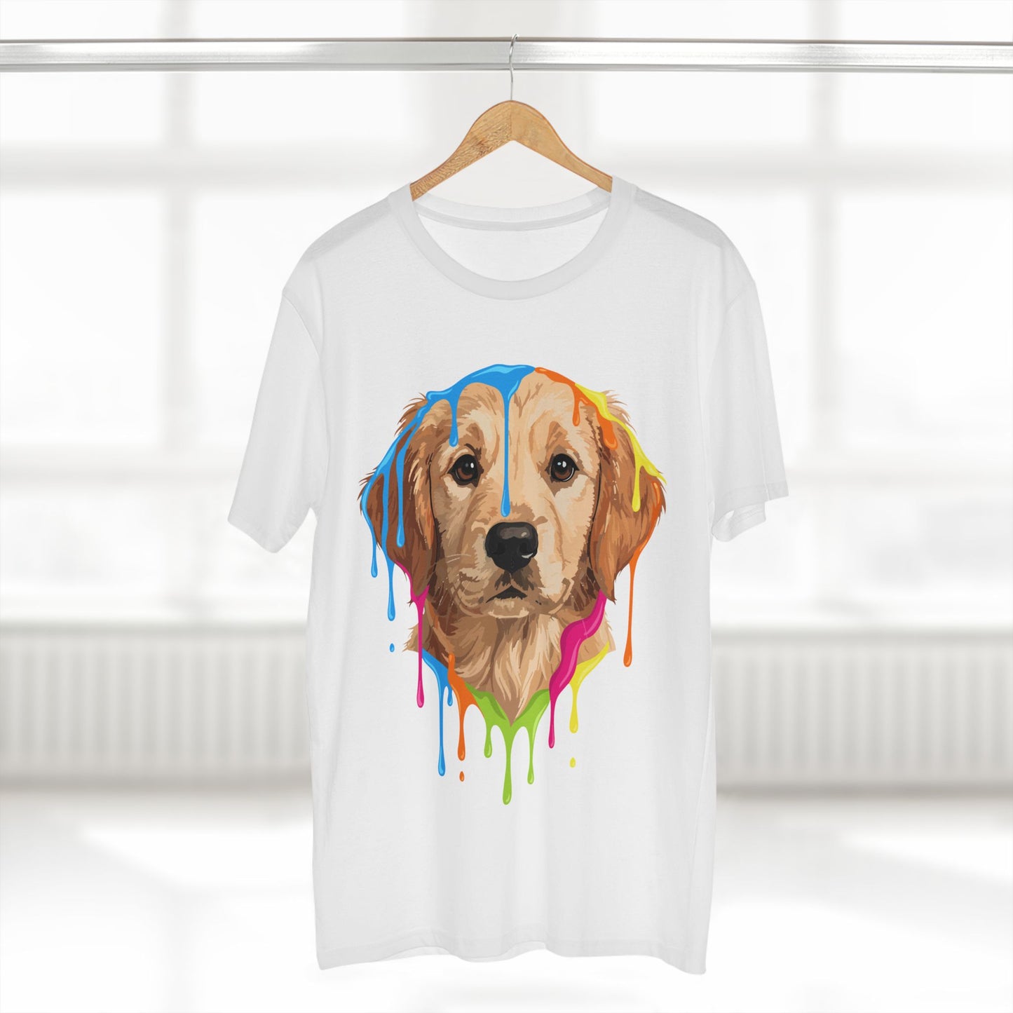 Golden Retriever Drip T-Shirt — Colorful Dripping Paint Dog Tee