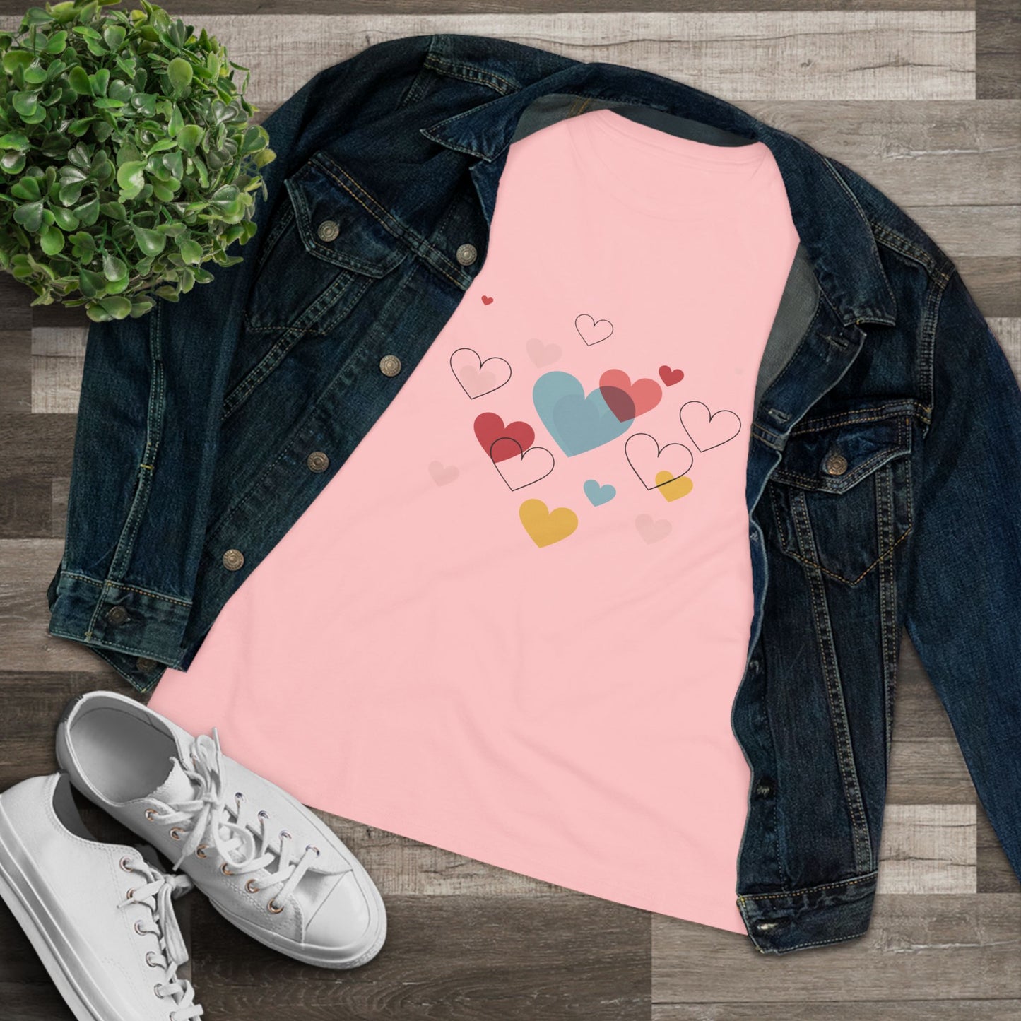 Heart Cluster Women's Tee — Cute Colorful Hearts Valentine's Top