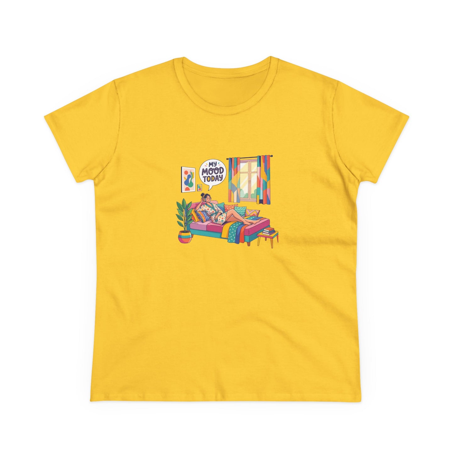 Women's Tee — "My Mood Today" Colorful Cozy Couch Illustration