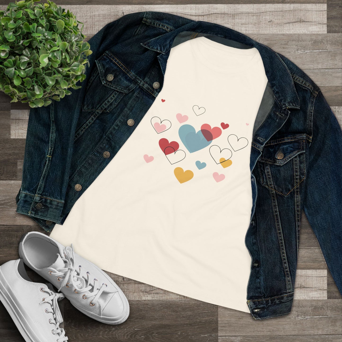 Heart Cluster Women's Tee — Cute Colorful Hearts Valentine's Top
