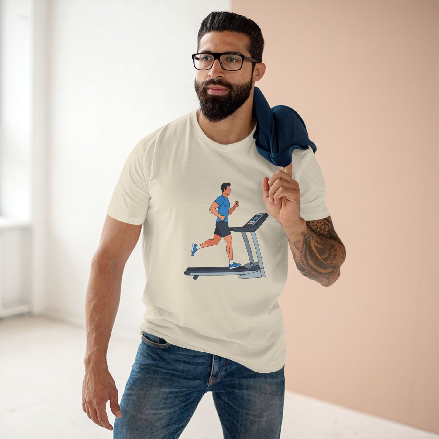 T-Shirt — Runner on Treadmill Graphic Tee for Fitness Enthusiasts
