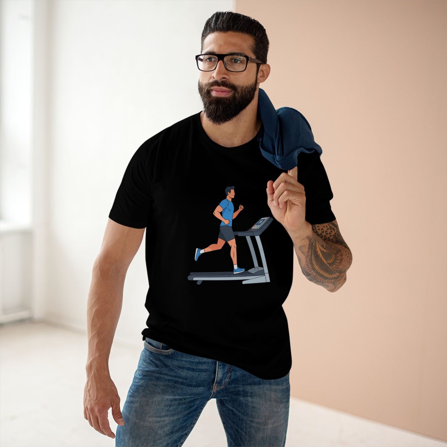 T-Shirt — Runner on Treadmill Graphic Tee for Fitness Enthusiasts